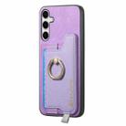 For Samsung Galaxy S25 Ultra 5G Retro Cross Leather Ring Horizontal Insert Card Bag MagSafe Phone Case(Purple) - 2