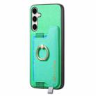 For Samsung Galaxy S25 Ultra 5G Retro Cross Leather Ring Horizontal Insert Card Bag MagSafe Phone Case(Green) - 2