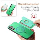 For Samsung Galaxy S25 Ultra 5G Retro Cross Leather Ring Horizontal Insert Card Bag MagSafe Phone Case(Green) - 3