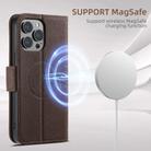 For iPhone 12 Pro Max Suteni J08 Multifunctional Cross Texture MagSafe Leather Phone Case(Brown) - 3