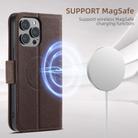 For iPhone 13 Suteni J08 Multifunctional Cross Texture MagSafe Leather Phone Case(Brown) - 3