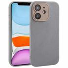 For iPhone 11 Plain Imitation Leather Back Cover Phone Case(Grey) - 1