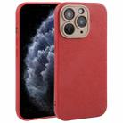 For iPhone 11 Pro Plain Imitation Leather Back Cover Phone Case(Red) - 1