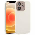 For iPhone 12 Plain Imitation Leather Back Cover Phone Case(White) - 1