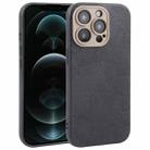 For iPhone 12 Pro Plain Imitation Leather Back Cover Phone Case(Black) - 1