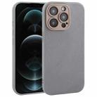 For iPhone 12 Pro Plain Imitation Leather Back Cover Phone Case(Grey) - 1