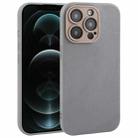 For iPhone 12 Pro Max Plain Imitation Leather Back Cover Phone Case(Grey) - 1