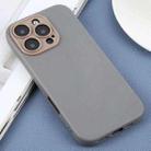 For iPhone 12 Pro Max Plain Imitation Leather Back Cover Phone Case(Grey) - 2