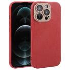 For iPhone 12 Pro Max Plain Imitation Leather Back Cover Phone Case(Red) - 1