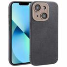 For iPhone 13 Plain Imitation Leather Back Cover Phone Case(Black) - 1