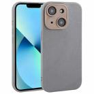 For iPhone 13 Plain Imitation Leather Back Cover Phone Case(Grey) - 1