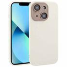 For iPhone 13 Plain Imitation Leather Back Cover Phone Case(White) - 1