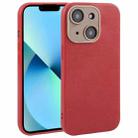 For iPhone 13 Plain Imitation Leather Back Cover Phone Case(Red) - 1