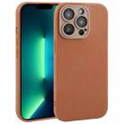 For iPhone 13 Pro Plain Imitation Leather Back Cover Phone Case(Brown) - 1