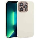 For iPhone 13 Pro Plain Imitation Leather Back Cover Phone Case(White) - 1