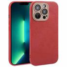 For iPhone 13 Pro Plain Imitation Leather Back Cover Phone Case(Red) - 1