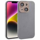 For iPhone 14 Plain Imitation Leather Back Cover Phone Case(Grey) - 1