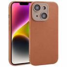 For iPhone 14 Plain Imitation Leather Back Cover Phone Case(Brown) - 1