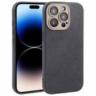 For iPhone 14 Pro Plain Imitation Leather Back Cover Phone Case(Black) - 1