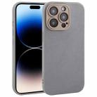 For iPhone 14 Pro Plain Imitation Leather Back Cover Phone Case(Grey) - 1