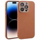 For iPhone 14 Pro Plain Imitation Leather Back Cover Phone Case(Brown) - 1