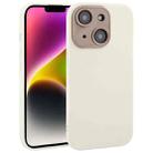 For iPhone 14 Plus Plain Imitation Leather Back Cover Phone Case(White) - 1