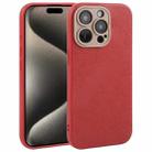 For iPhone 15 Pro Max Plain Imitation Leather Back Cover Phone Case(Red) - 1