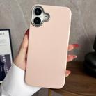 For iPhone 15 Pro Max Plain Imitation Leather Back Cover Phone Case(Pink) - 1