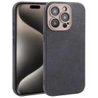 For iPhone 15 Pro Plain Imitation Leather Back Cover Phone Case(Black) - 1