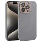 For iPhone 15 Pro Plain Imitation Leather Back Cover Phone Case(Grey) - 1