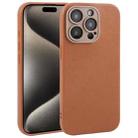 For iPhone 15 Pro Plain Imitation Leather Back Cover Phone Case(Brown) - 1