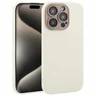 For iPhone 15 Pro Plain Imitation Leather Back Cover Phone Case(White) - 1
