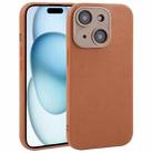 For iPhone 15 Plus Plain Imitation Leather Back Cover Phone Case(Brown) - 1