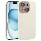 For iPhone 15 Plus Plain Imitation Leather Back Cover Phone Case(White) - 1