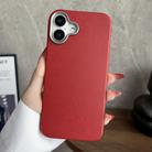 For iPhone 15 Plus Plain Imitation Leather Back Cover Phone Case(Red) - 1