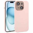 For iPhone 15 Plus Plain Imitation Leather Back Cover Phone Case(Pink) - 1