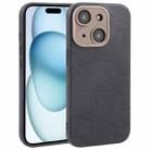 For iPhone 15 Plain Imitation Leather Back Cover Phone Case(Black) - 1