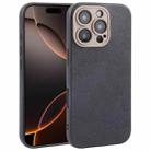 For iPhone 16 Pro Max Plain Imitation Leather Back Cover Phone Case(Black) - 1