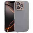 For iPhone 16 Pro Max Plain Imitation Leather Back Cover Phone Case(Grey) - 1