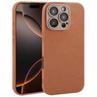 For iPhone 16 Pro Max Plain Imitation Leather Back Cover Phone Case(Brown) - 1