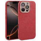 For iPhone 16 Pro Max Plain Imitation Leather Back Cover Phone Case(Red) - 1