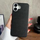 For iPhone 16 Pro Plain Imitation Leather Back Cover Phone Case(Black) - 1