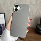 For iPhone 16 Pro Plain Imitation Leather Back Cover Phone Case(Grey) - 1