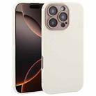 For iPhone 16 Pro Plain Imitation Leather Back Cover Phone Case(White) - 1