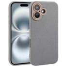 For iPhone 16 Plus Plain Imitation Leather Back Cover Phone Case(Grey) - 1