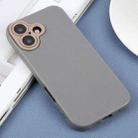 For iPhone 16 Plus Plain Imitation Leather Back Cover Phone Case(Grey) - 2