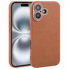 For iPhone 16 Plus Plain Imitation Leather Back Cover Phone Case(Brown) - 1