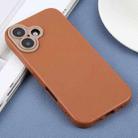 For iPhone 16 Plus Plain Imitation Leather Back Cover Phone Case(Brown) - 2