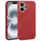 For iPhone 16 Plus Plain Imitation Leather Back Cover Phone Case(Red) - 1