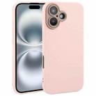 For iPhone 16 Plus Plain Imitation Leather Back Cover Phone Case(Pink) - 1